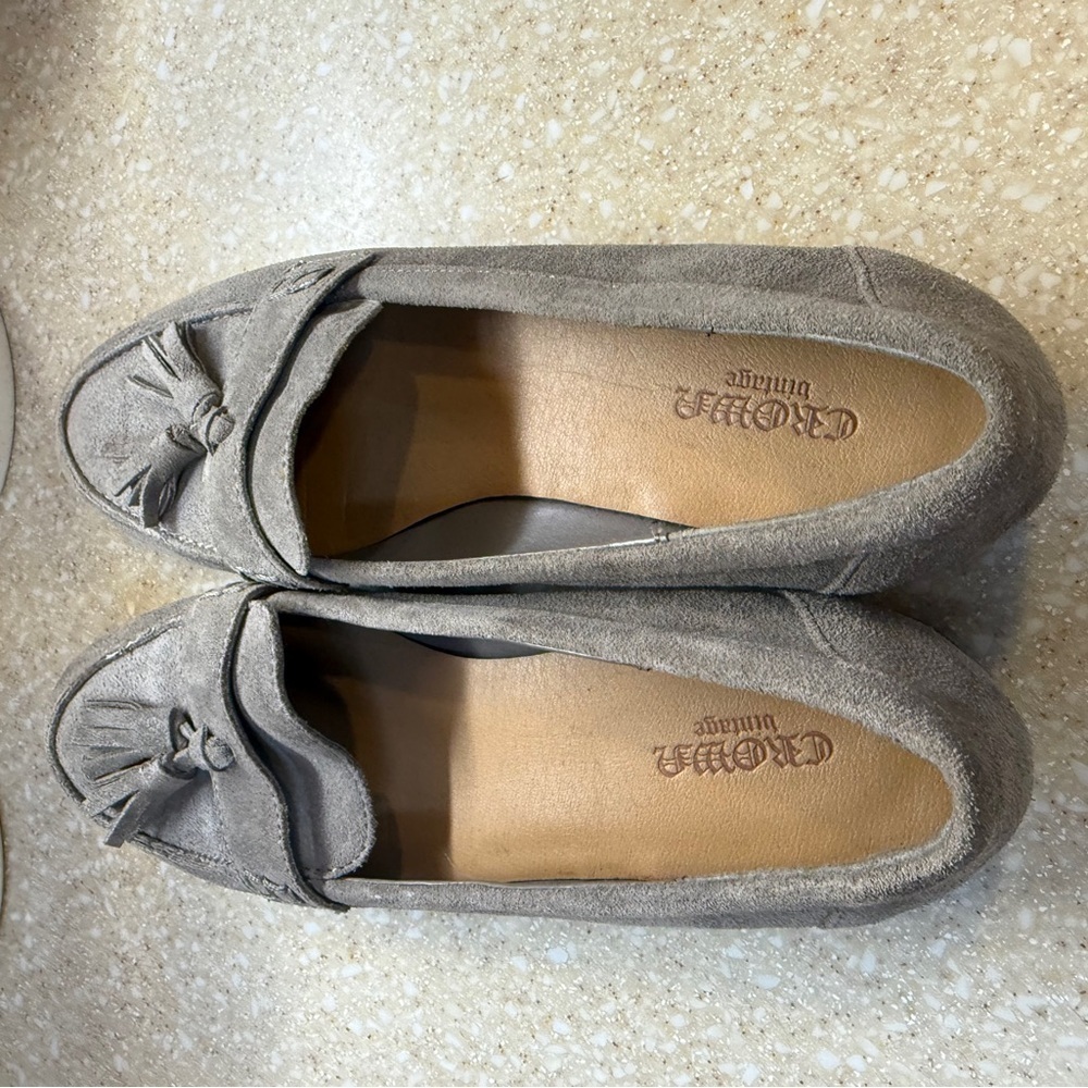Crown Vintage Suede Gray Tassel Loafers Women’s Sz 7 - Picture 5 of 12